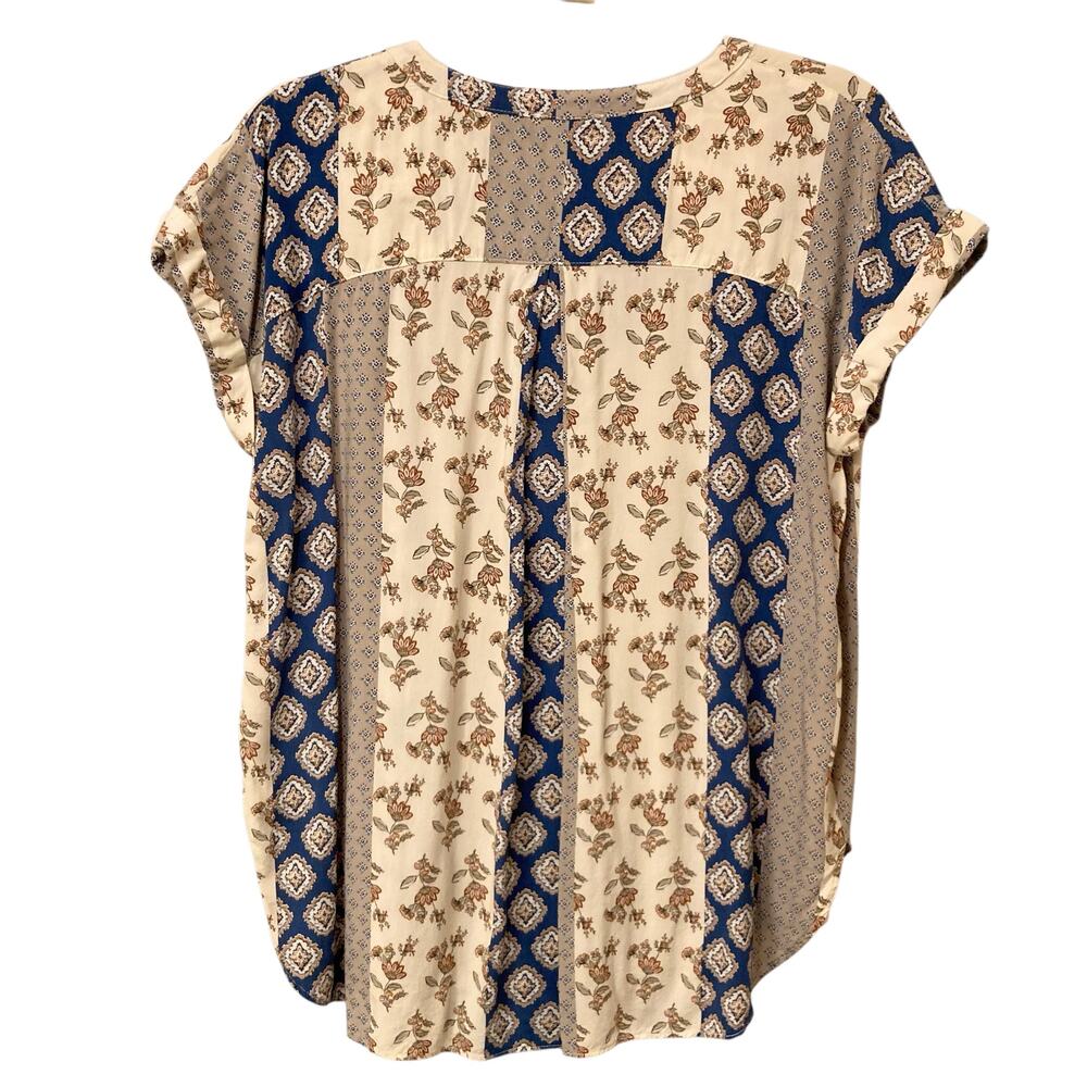 Umgee USA Women's Patterned Button-Up Short-Sleeve Bohemian Top Size Small EUC - Picture 3 of 8